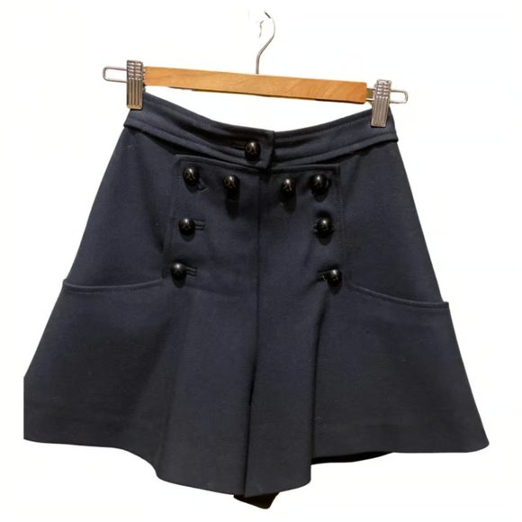 Isabel Marant Black High Waisted Button Shorts - Picture 1 of 4